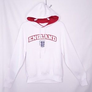 Sports Endevavors England Spellout & Emblem Sweatshirt/Hoodie White Size Medium